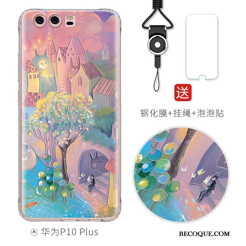 Huawei P10 Plus Coque Charmant Fluide Doux Bleu Clair Silicone Dessin Animé Gaufrage