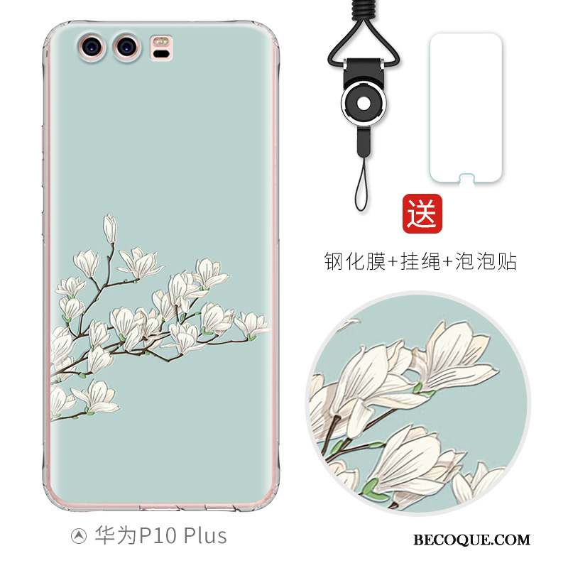 Huawei P10 Plus Coque Charmant Fluide Doux Bleu Clair Silicone Dessin Animé Gaufrage