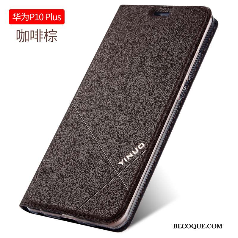 Huawei P10 Plus Coque Clamshell Tout Compris Étui Étui En Cuir Fluide Doux Noir