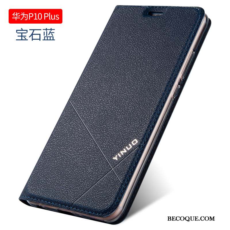 Huawei P10 Plus Coque Clamshell Tout Compris Étui Étui En Cuir Fluide Doux Noir