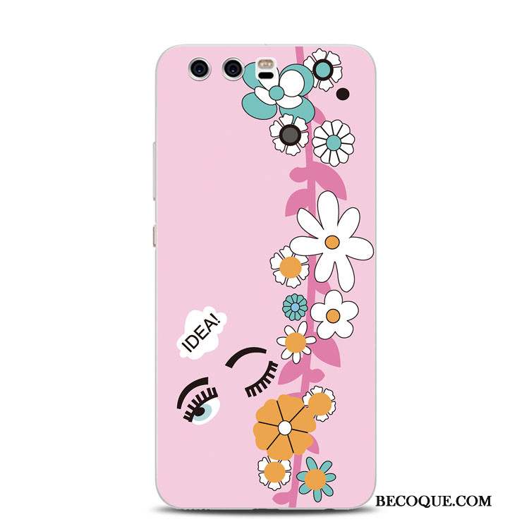 Huawei P10 Plus Coque De Téléphone Anneau Fluide Doux Tout Compris Rose Gaufrage