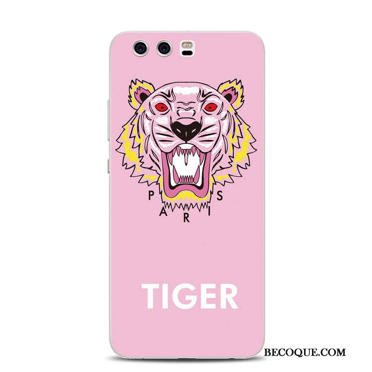 Huawei P10 Plus Coque De Téléphone Anneau Fluide Doux Tout Compris Rose Gaufrage