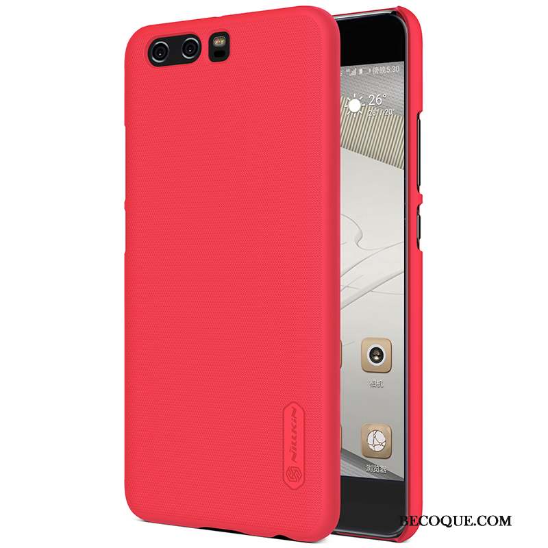 Huawei P10 Plus Coque De Téléphone Difficile Rouge Délavé En Daim Protection Étui