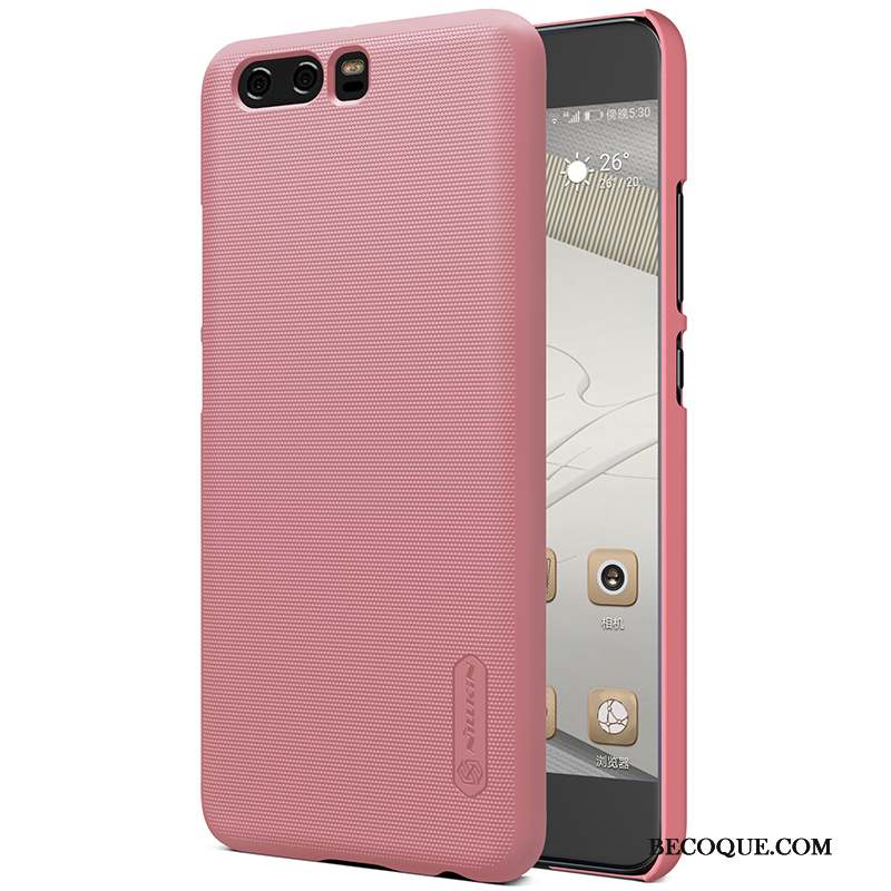 Huawei P10 Plus Coque De Téléphone Difficile Rouge Délavé En Daim Protection Étui