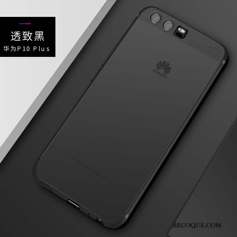 Huawei P10 Plus Coque De Téléphone Noir Étui Fluide Doux Délavé En Daim