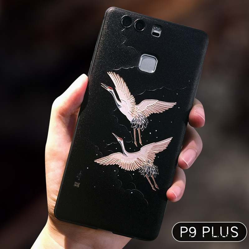 Huawei P10 Plus Coque De Téléphone Étui Tout Compris Incassable Gaufrage Noir