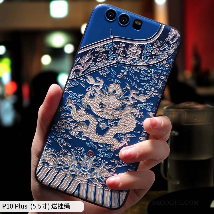 Huawei P10 Plus Coque Fluide Doux Personnalité Marque De Tendance Amoureux Bleu Créatif