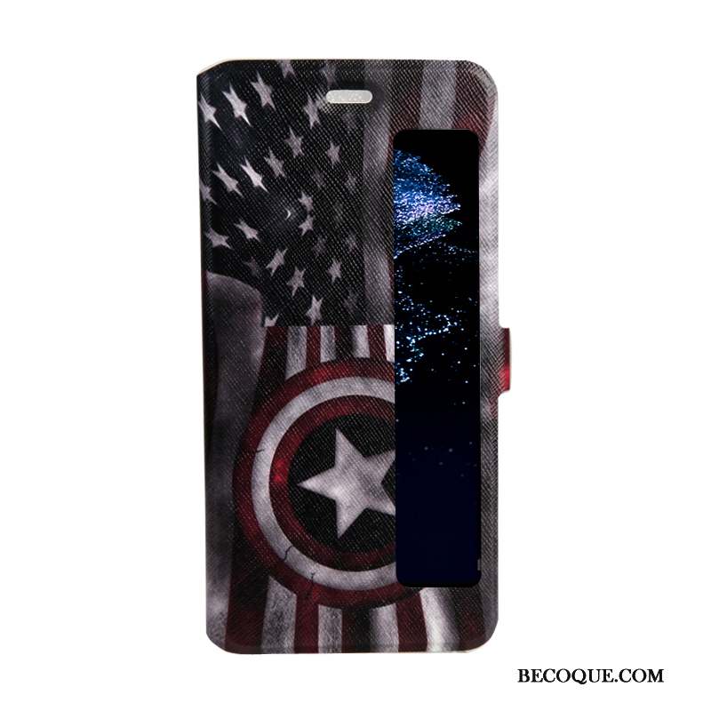 Huawei P10 Plus Coque Housse Protection Dessin Animé Étui Peinture Ouvrir La Fenêtre