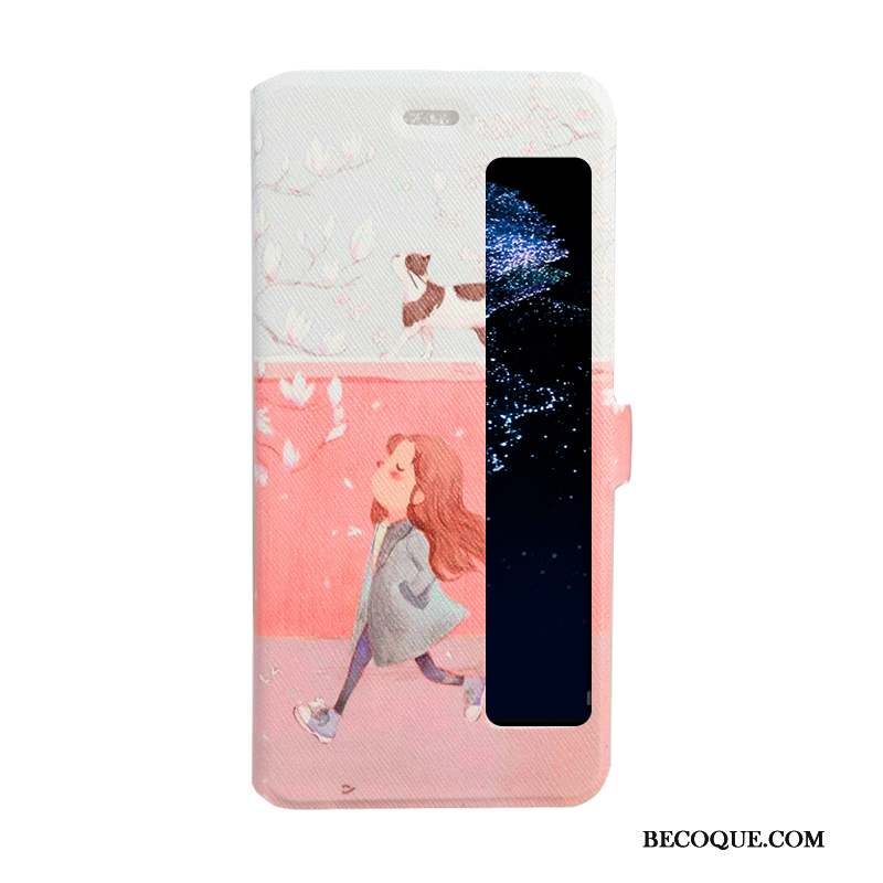 Huawei P10 Plus Coque Housse Protection Dessin Animé Étui Peinture Ouvrir La Fenêtre