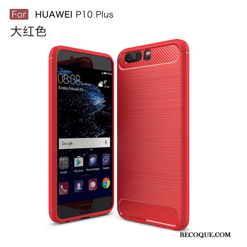 Huawei P10 Plus Coque Incassable Silicone Délavé En Daim Étui Protection Fluide Doux