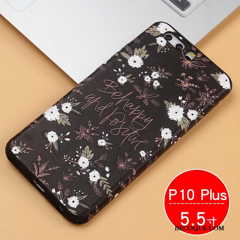 Huawei P10 Plus Coque Incassable Silicone Tout Compris Fluide Doux Noir Protection