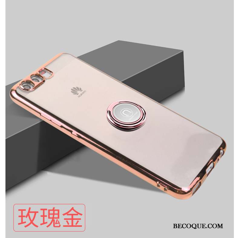 Huawei P10 Plus Coque Magnétisme Protection Transparent Rose Fluide Doux Étui