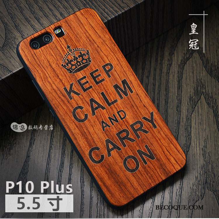 Huawei P10 Plus Coque Protection En Bois Simple Personnalité Étui Incassable