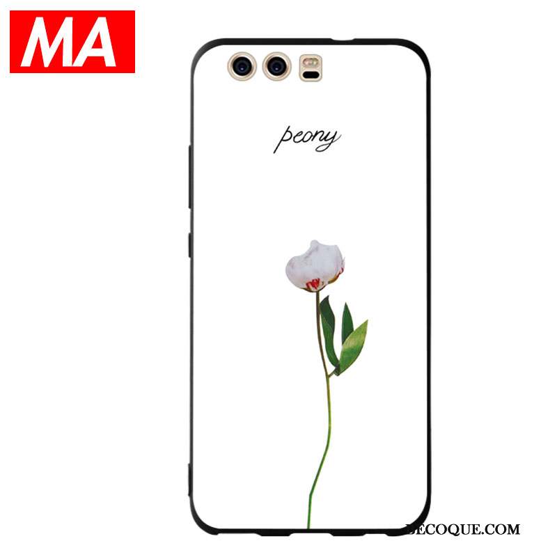 Huawei P10 Plus Coque Tout Compris Personnalité Fleur Fluide Doux Blanc Simple