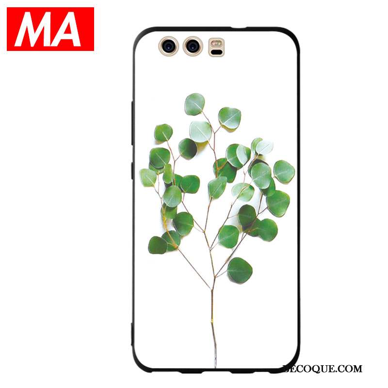 Huawei P10 Plus Coque Tout Compris Personnalité Fleur Fluide Doux Blanc Simple