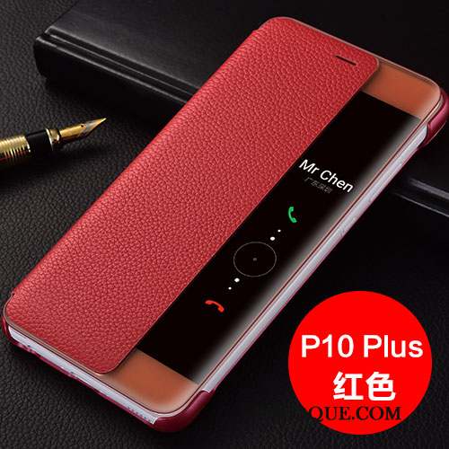 Huawei P10 Plus Cuir Véritable Housse Étui En Cuir Protection Marron Coque De Téléphone