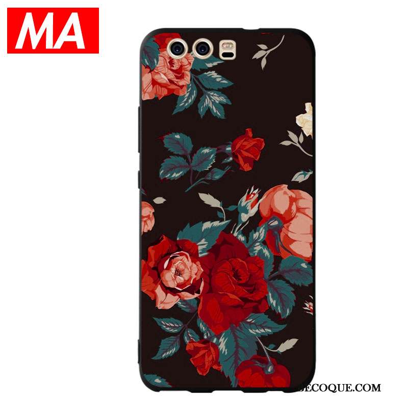 Huawei P10 Plus Fleurs Personnalité Coque Créatif Protection Silicone