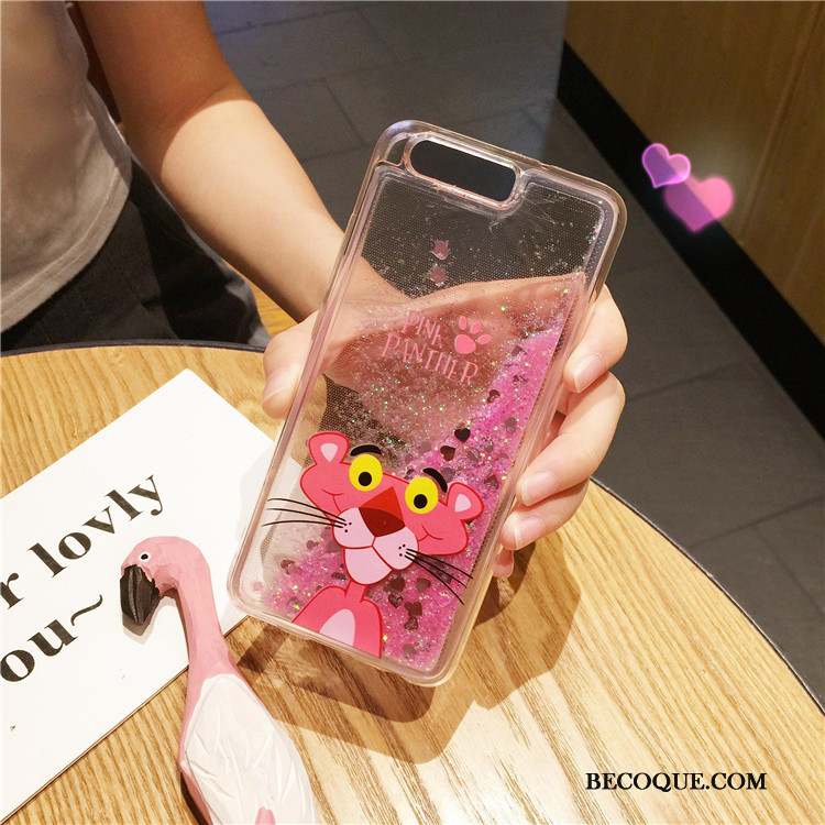 Huawei P10 Plus Paillette Protection Fluide Doux Rose Coque Incassable