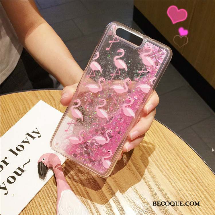 Huawei P10 Plus Paillette Protection Fluide Doux Rose Coque Incassable