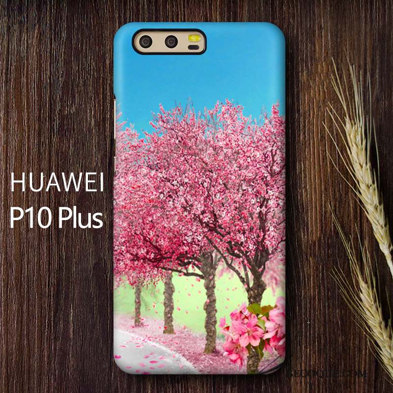 Huawei P10 Plus Personnalité Créatif Délavé En Daim Coque Difficile Sakura