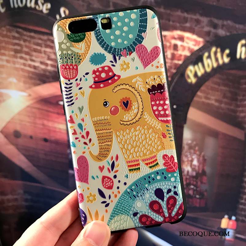 Huawei P10 Plus Personnalité Dessin Animé Noir Fluide Doux Coque De Téléphone Étui