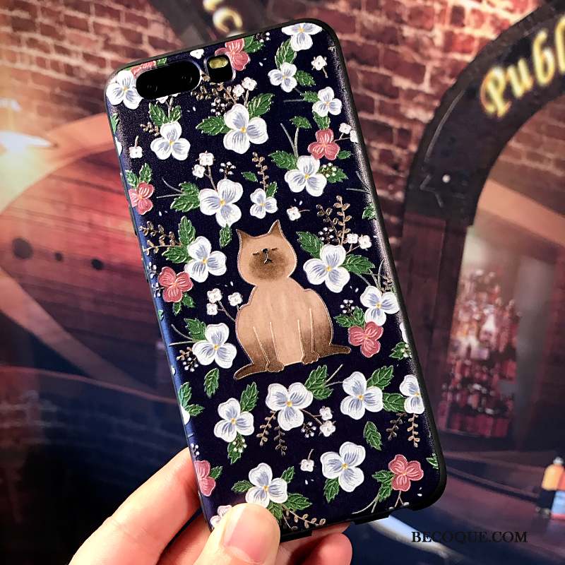 Huawei P10 Plus Personnalité Dessin Animé Noir Fluide Doux Coque De Téléphone Étui