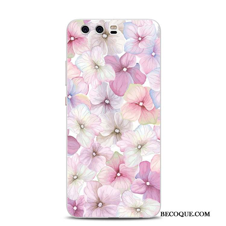 Huawei P10 Plus Support Fleur Silicone Gaufrage Multicolore Coque