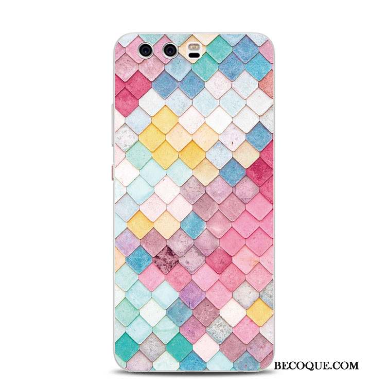 Huawei P10 Plus Support Fleur Silicone Gaufrage Multicolore Coque