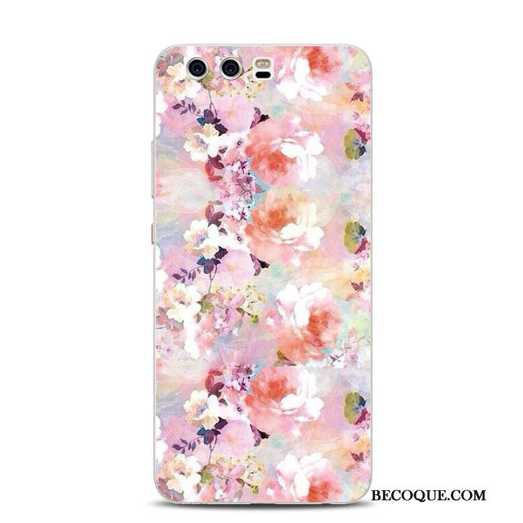 Huawei P10 Plus Support Fleur Silicone Gaufrage Multicolore Coque