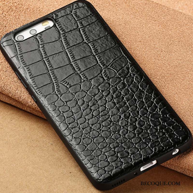 Huawei P10 Plus Étui Coque De Téléphone Cuir Véritable Créatif Personnalité Noir