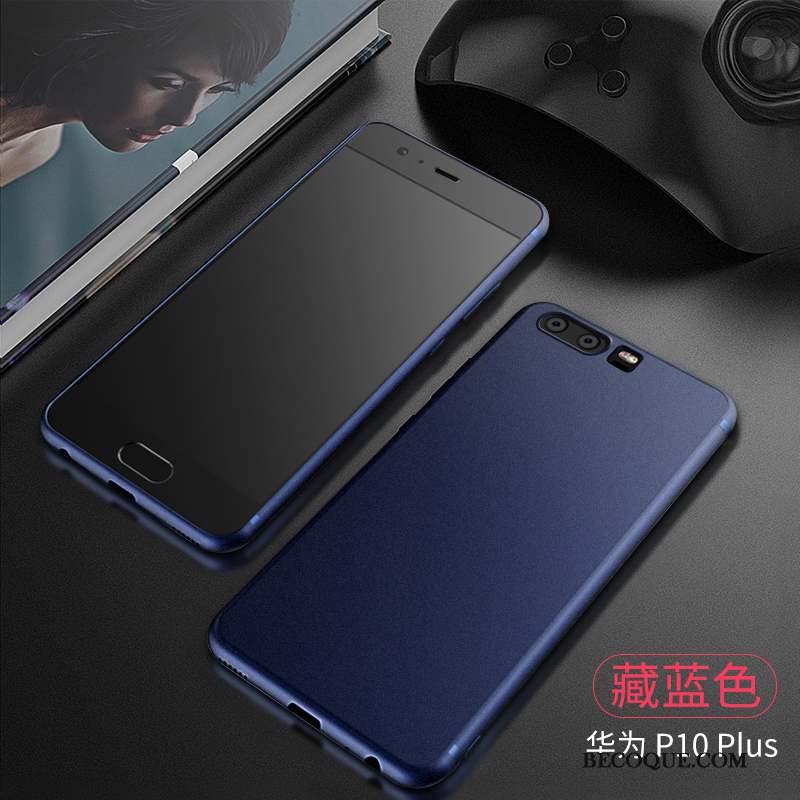 Huawei P10 Plus Étui Coque De Téléphone Noir Très Mince Fluide Doux Délavé En Daim