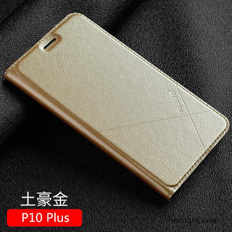 Huawei P10 Plus Étui En Cuir Incassable Coque Clamshell Protection Or Rose