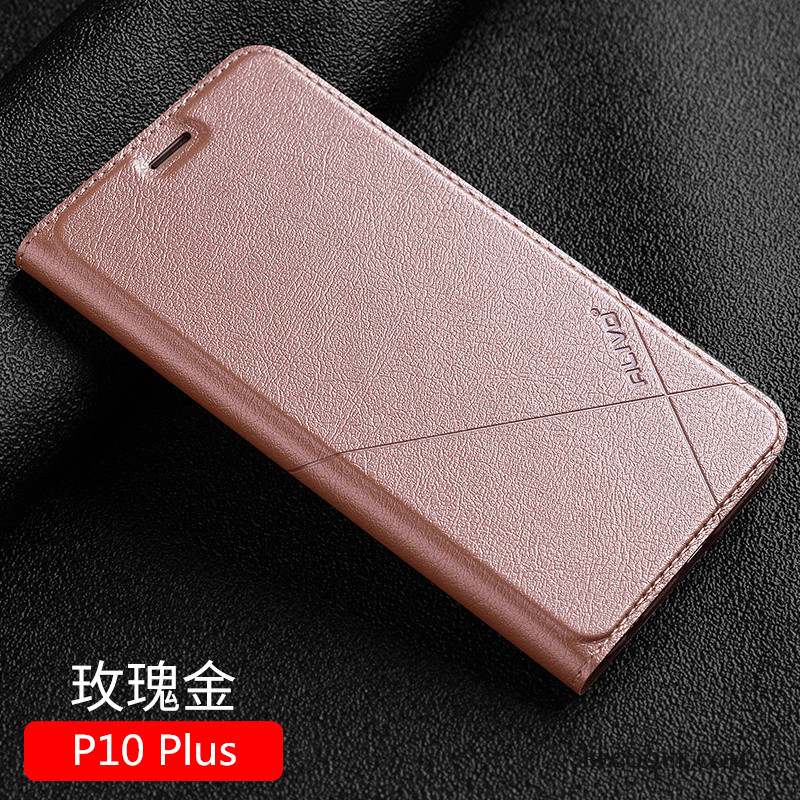 Huawei P10 Plus Étui En Cuir Incassable Coque Clamshell Protection Or Rose