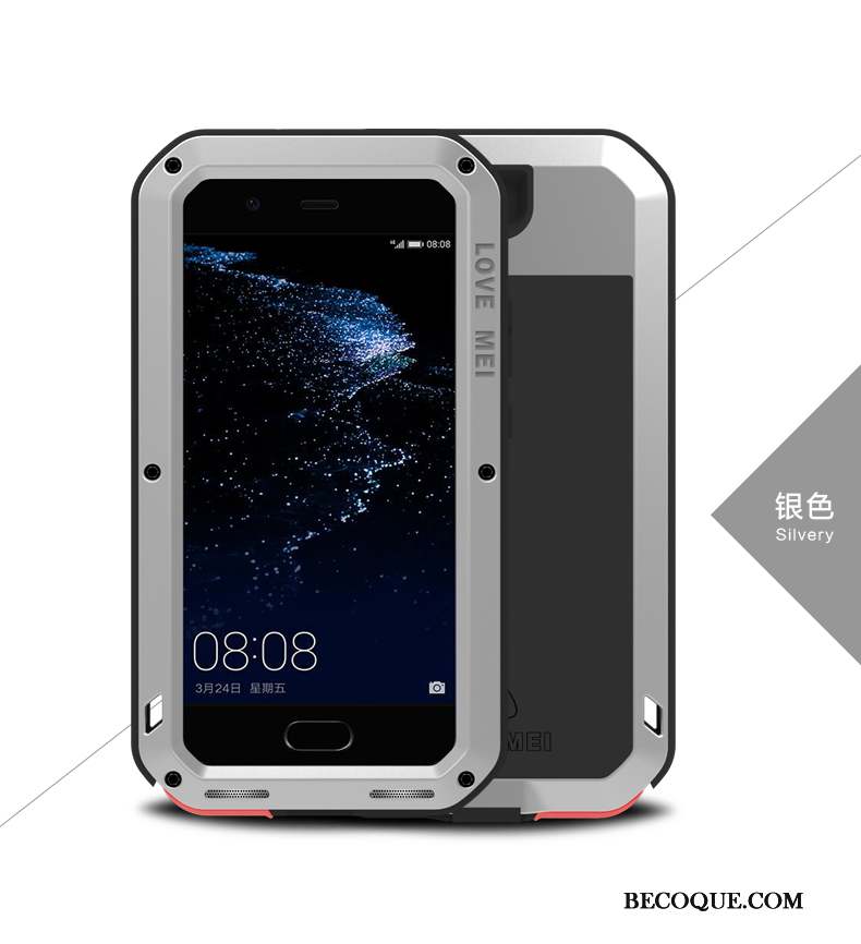 Huawei P10 Plus Étui Silicone Tout Compris Trois Défenses Métal Coque De Téléphone