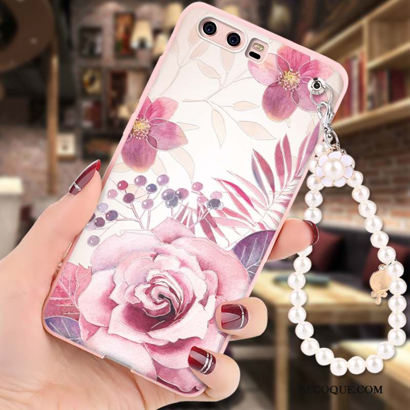 Huawei P10 Protection Fluide Doux Ornements Suspendus Rose Coque De Téléphone Incassable