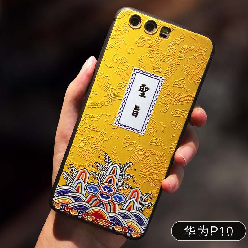 Huawei P10 Silicone Incassable Coque De Téléphone Protection Gaufrage Jaune