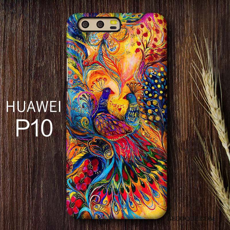 Huawei P10 Style Chinois Personnalité Protection Coque Bleu Clair Incassable