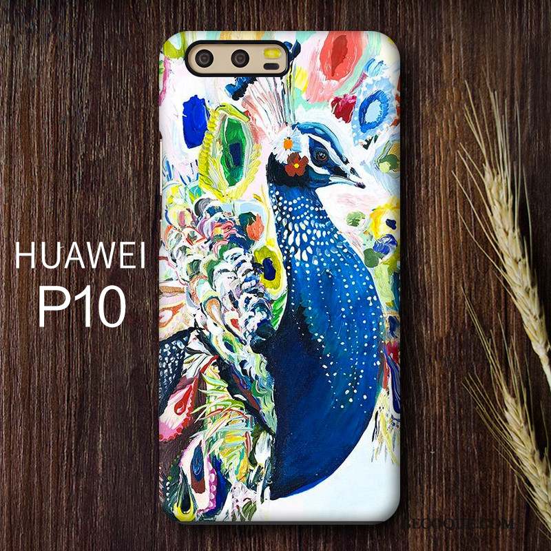 Huawei P10 Style Chinois Personnalité Protection Coque Bleu Clair Incassable