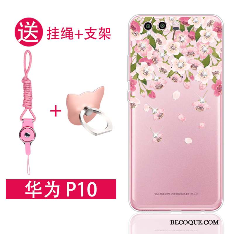 Huawei P10 Transparent Tendance Silicone Coque De Téléphone Rose Incassable