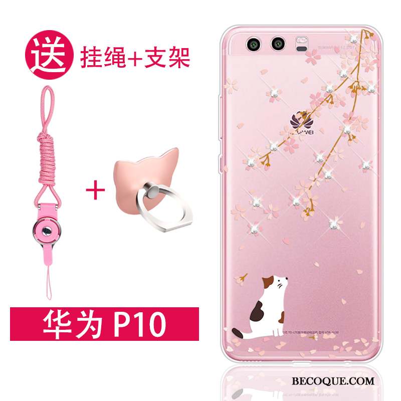 Huawei P10 Transparent Tendance Silicone Coque De Téléphone Rose Incassable