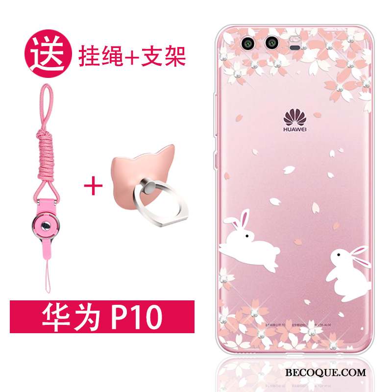 Huawei P10 Transparent Tendance Silicone Coque De Téléphone Rose Incassable