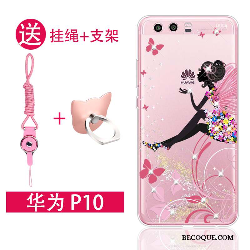 Huawei P10 Transparent Tendance Silicone Coque De Téléphone Rose Incassable