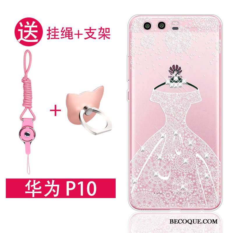 Huawei P10 Transparent Tendance Silicone Coque De Téléphone Rose Incassable