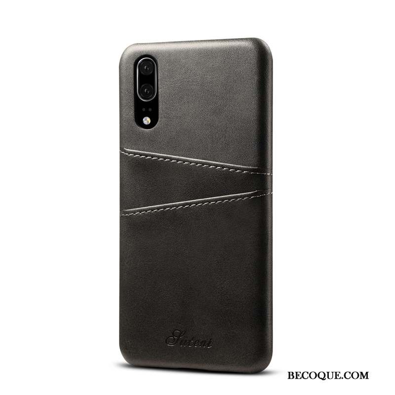 Huawei P20 Carte Tendance Kaki Étui En Cuir Incassable Coque