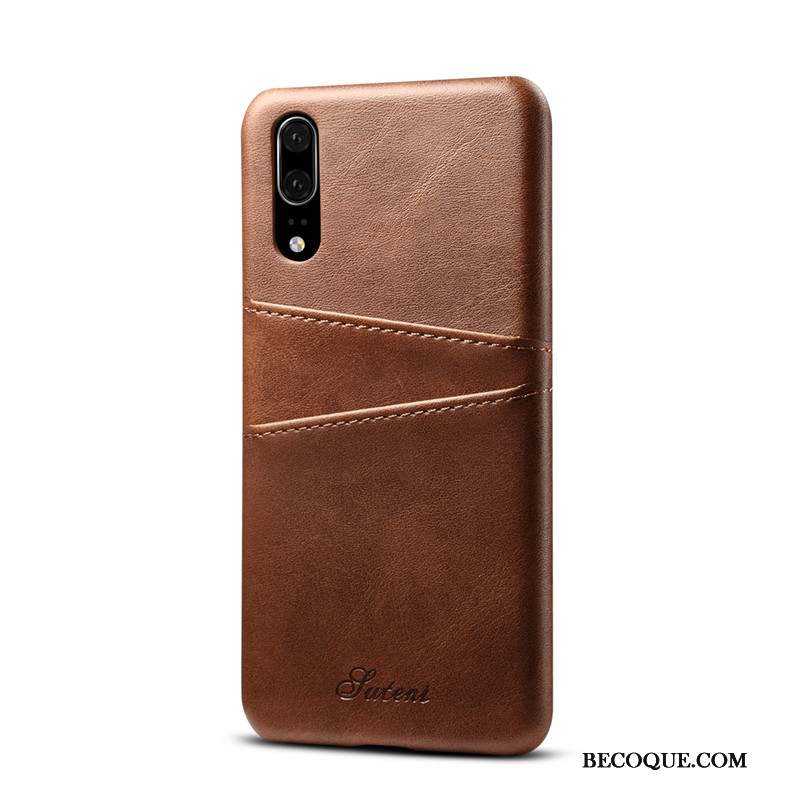 Huawei P20 Carte Tendance Kaki Étui En Cuir Incassable Coque