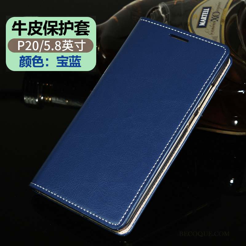 Huawei P20 Coque Cuir Cuir Véritable Tout Compris Qualité Protection Clamshell