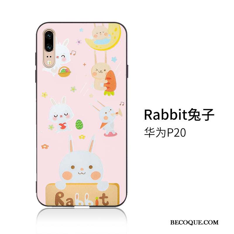 Huawei P20 Coque Gaufrage Silicone Protection Bleu Support Tendance