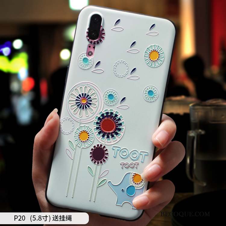 Huawei P20 Coque Ornements Suspendus Étui Délavé En Daim Incassable Créatif Silicone