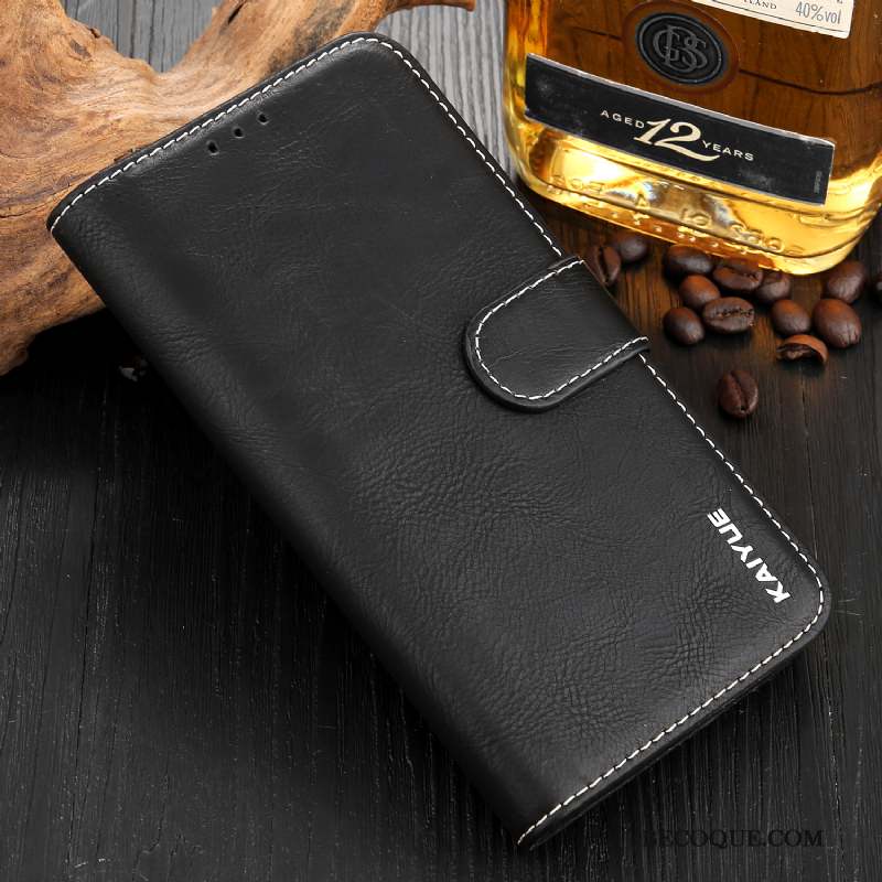 Huawei P20 Coque Portefeuille Carte Cuir Véritable Protection Fluide Doux Incassable