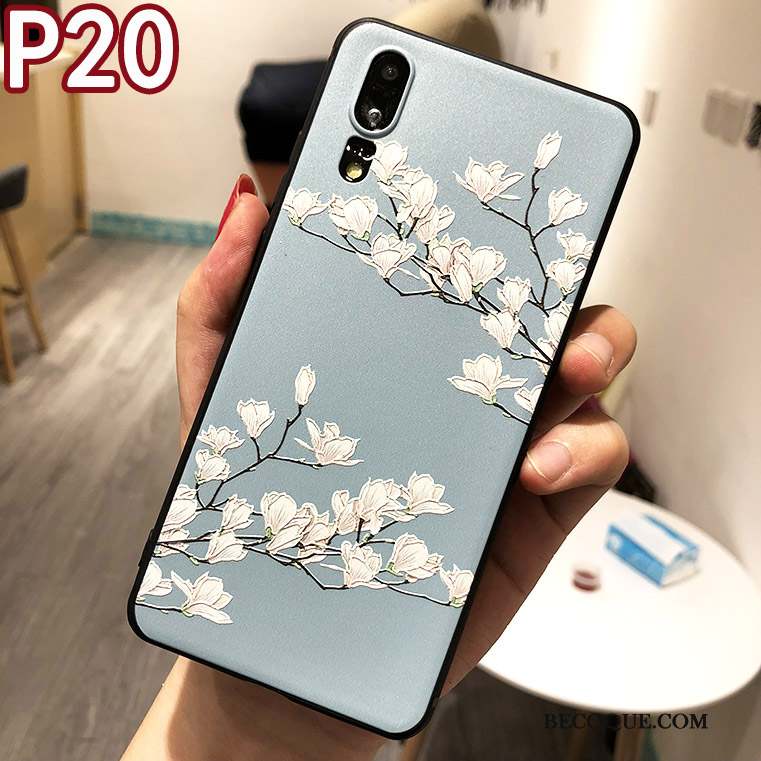 Huawei P20 Coque Protection Gaufrage Créatif Nouveau Floral Personnalité